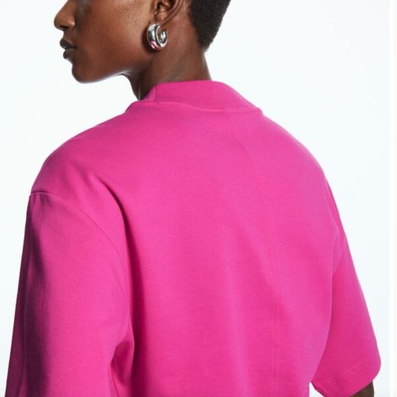 NWOT COS Mock Neck Fuchsia T-Shirt Size XS 100% Cotton - Picture 5 of 10